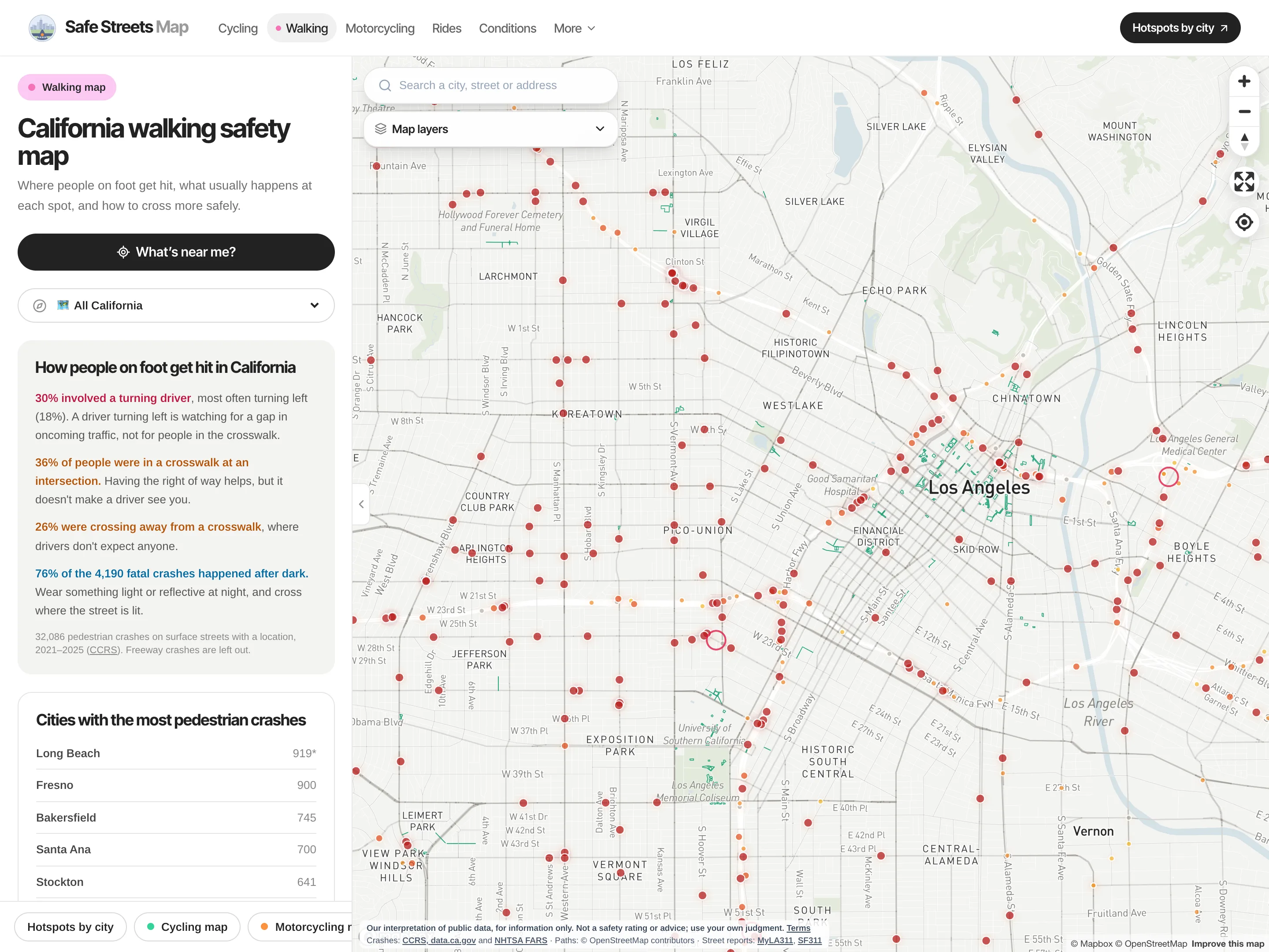 Safe Streets Map (own product): Turning California crash records into an interactive safety map